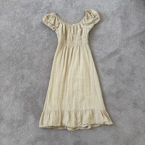 Cream Puff Sleeve Midi Dress